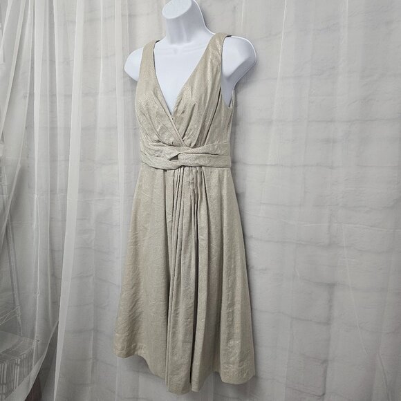 J. Crew Dress Pewter Babydoll Sleeveless Shimmery Linen Blend Ruched 6 NWT - Picture 4 of 11
